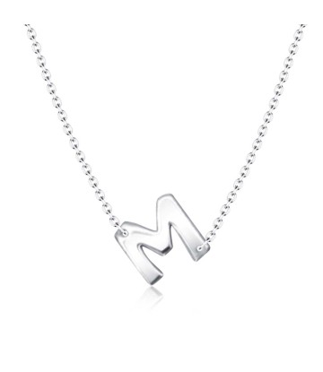 Silver Initial Letter Necklace M SPE-5553